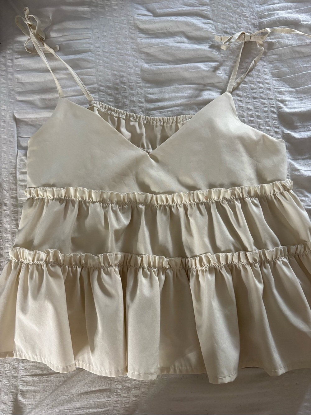 Cream Ruffle Tiered Spaghetti Strap Cami